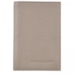 Akcesoria Damskie Longchamp Le FoulonnÉ Passport cover Leather Turtledove | PL8228SG