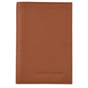 Akcesoria Damskie Longchamp Le FoulonnÉ Passport cover Leather Caramel | PL8226PJ