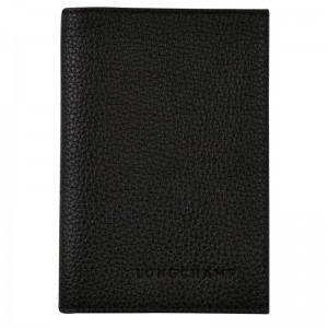 Akcesoria Damskie Longchamp Le FoulonnÉ Passport cover Leather Czarne | PL8225OK