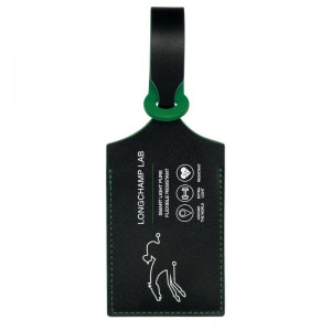 Akcesoria Męskie Longchamp LGP Travel Luggage tag Leather Czarne Zielone | PL7129TC