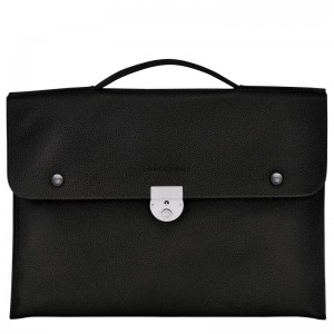 Aktówka Damskie Longchamp Le FoulonnÉ S Leather Czarne | PL8667KO