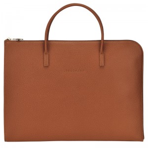 Aktówka Damskie Longchamp Le FoulonnÉ S Leather Caramel | PL8658MQ