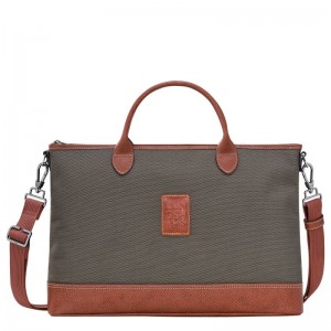 Aktówka Męskie Longchamp Boxford S Recycled canvas Brązowe | PL7633SG