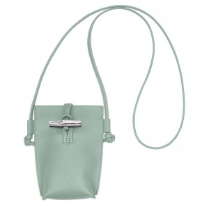 Etui Damskie Longchamp Le Roseau Leather Celadon | PL8609BE