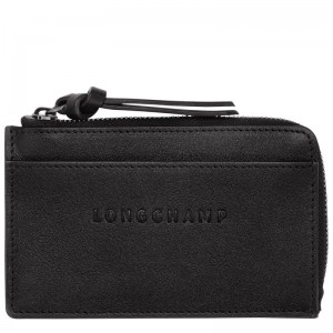 Etui na Karty Damskie Longchamp 3D Leather Czarne | PL8525RV