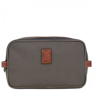 Kosmetyczki Męskie Longchamp Boxford Recycled canvas Brązowe | PL7146CT