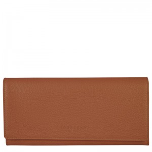 Portfele Damskie Longchamp Le FoulonnÉ Continental Leather Caramel | PL8577RV