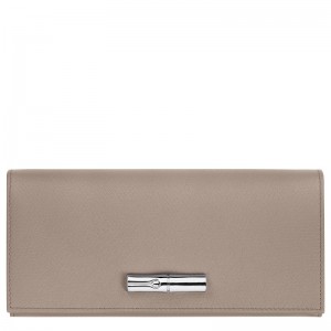 Portfele Damskie Longchamp Le Roseau Flap Leather Clay | PL8546KO