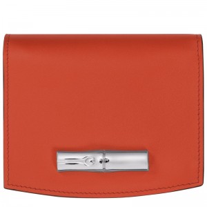 Portfele Damskie Longchamp Le Roseau Leather Paprika | PL8564JP