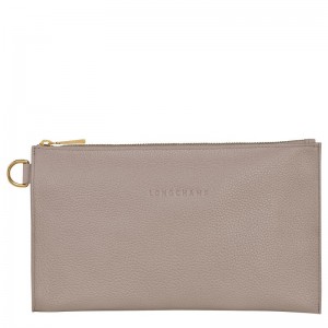 Pouches Damskie Longchamp Le FoulonnÉ Leather Turtledove | PL8725SG