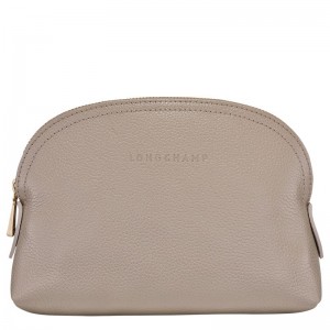 Pouches Damskie Longchamp Le FoulonnÉ Leather Turtledove | PL8721HA