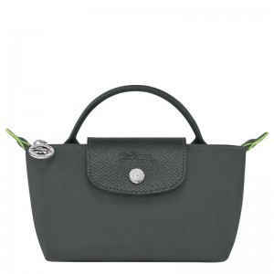 Pouches Damskie Longchamp Le Pliage Green with handle Recycled canvas Graphite | PL8453BE