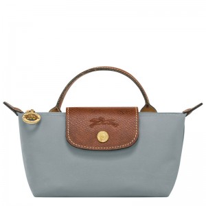 Pouches Damskie Longchamp Le Pliage Original with handle Recycled canvas Steel | PL8458LI