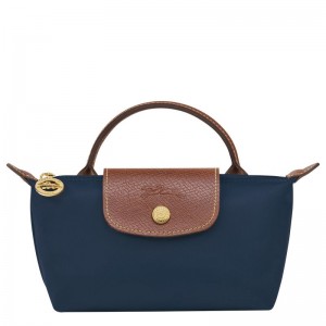 Pouches Damskie Longchamp Le Pliage Original with handle Recycled canvas Granatowe | PL8456XY