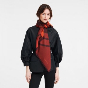 Stoles Damskie Longchamp Cavalier Shawl Wool blend Chestnut | PL8088NW