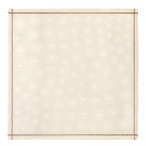 Stoles Damskie Longchamp La MÉdaille Shawl Cotton blend Ivory | PL8078KO