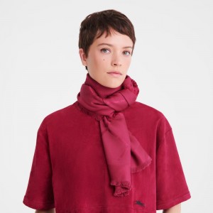 Stoles Damskie Longchamp Le Roseau Shawl Silk Blend Beetroot | PL8075GS