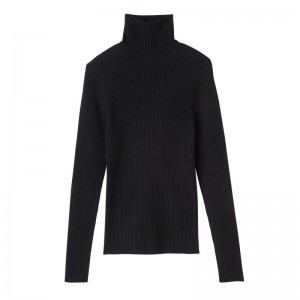 Sweter Damskie Longchamp High collar fitted Knit Czarne | PL7801QM