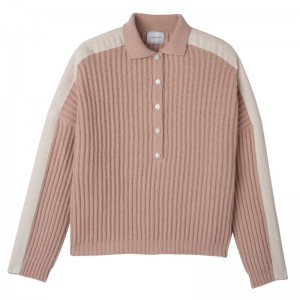 Sweter Damskie Longchamp Polo collar Knit Nude | PL7807UZ