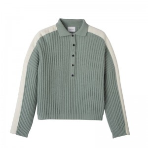 Sweter Damskie Longchamp Polo collar Knit Celadon | PL7806YX