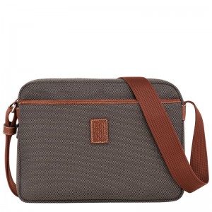 Torba Crossbody Męskie Longchamp Boxford M Camera Recycled canvas Brązowe | PL7583PJ