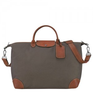 Torby Podróżne Męskie Longchamp Boxford S Recycled canvas Brązowe | PL7220OK