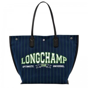 Torby Przez Ramię Damskie Longchamp Essential Tote Canvas Granatowe | PL8859LI