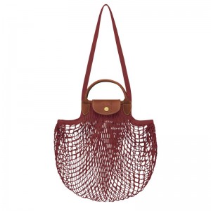 Torby Przez Ramię Damskie Longchamp Le Pliage Filet L Mesh Canvas Mahogany | PL8892QM