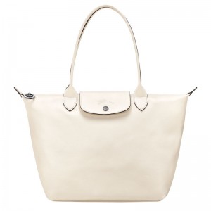 Torby Przez Ramię Damskie Longchamp Le Pliage Xtra M Tote Leather Ecru | PL8840QM