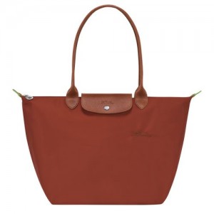 Torby Przez Ramię Damskie Longchamp Le Pliage Green L Tote Recycled canvas Chestnut | PL8816NW