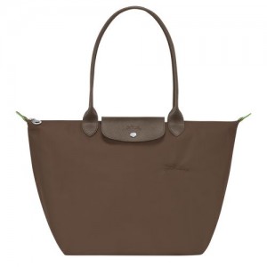 Torby Przez Ramię Damskie Longchamp Le Pliage Green L Tote Recycled canvas Terra | PL8814MQ