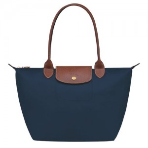 Torby Przez Ramię Damskie Longchamp Le Pliage Original M Tote Recycled canvas Granatowe | PL8797OK