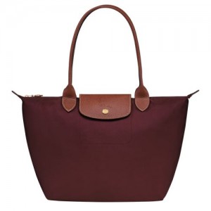 Torby Przez Ramię Damskie Longchamp Le Pliage Original M Tote Recycled canvas Bordowe | PL8793TC