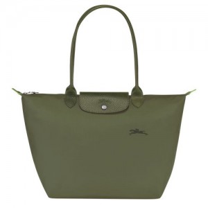 Torby Przez Ramię Damskie Longchamp Le Pliage Green L Tote Recycled canvas Forest | PL8789QM