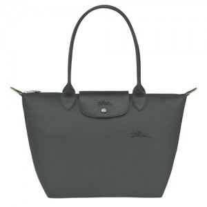 Torby Przez Ramię Damskie Longchamp Le Pliage Green M Tote Recycled canvas Graphite | PL8786EB