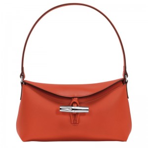 Torby Przez Ramię Damskie Longchamp Le Roseau S Hobo Leather Paprika | PL8876JP