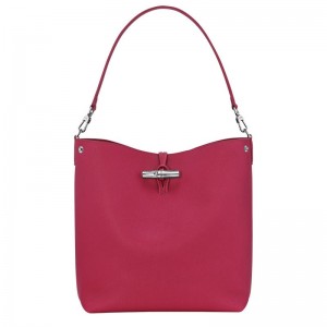 Torby Przez Ramię Damskie Longchamp Le Roseau M Shoulder Leather Beetroot | PL8854FD