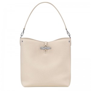 Torby Przez Ramię Damskie Longchamp Le Roseau M Shoulder Leather Paper | PL8853DF