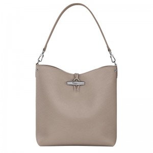 Torby Przez Ramię Damskie Longchamp Le Roseau M Shoulder Leather Clay | PL8849OK