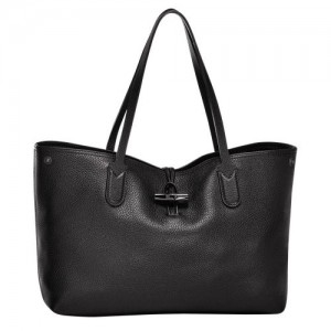 Torby Przez Ramię Damskie Longchamp Le Roseau Essential L Tote Leather Czarne | PL8820XY