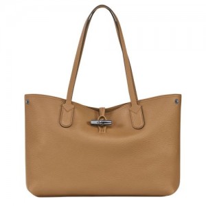 Torby Przez Ramię Damskie Longchamp Le Roseau Essential L Tote Leather Fawn | PL8819CT