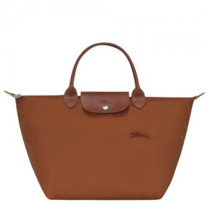 Torebka Damskie Longchamp Le Pliage Green M Recycled canvas Cognac | PL9058PJ