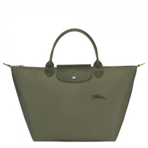 Torebka Damskie Longchamp Le Pliage Green M Recycled canvas Forest | PL9057OK