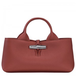 Torebka Damskie Longchamp Le Roseau S Leather Chestnut | PL9114FD