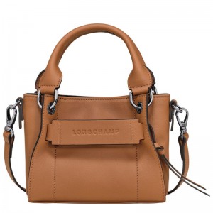 Torebki Małe Damskie Longchamp 3D XS Handbag Leather Natural | PL9339CT