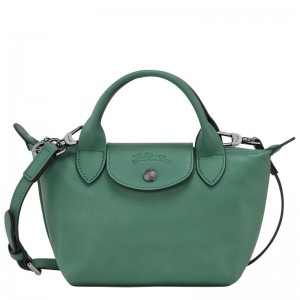 Torebki Małe Damskie Longchamp Le Pliage Xtra XS Handbag Leather Sage | PL9306EB