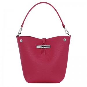 Torebki Małe Damskie Longchamp Le Roseau XS Bucket Leather Beetroot | PL9336NW