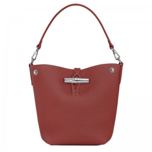 Torebki Małe Damskie Longchamp Le Roseau XS Bucket Leather Chestnut | PL9334MQ