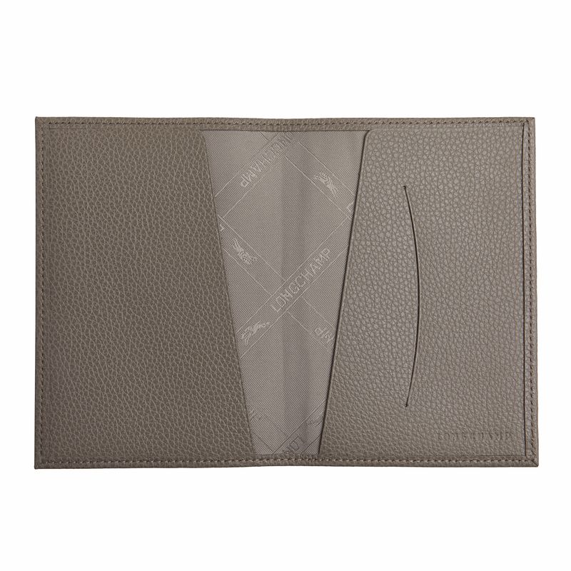 Akcesoria Damskie Longchamp Le FoulonnÉ Passport cover Leather Turtledove | PL8231GS