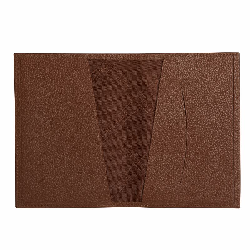 Akcesoria Damskie Longchamp Le FoulonnÉ Passport cover Leather Caramel | PL8230FD